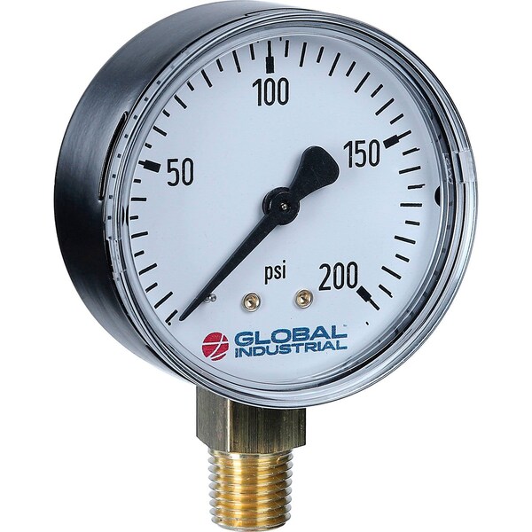 2 Pressure Gauge, 100 PSI, 1/4 NPT LM, Steel